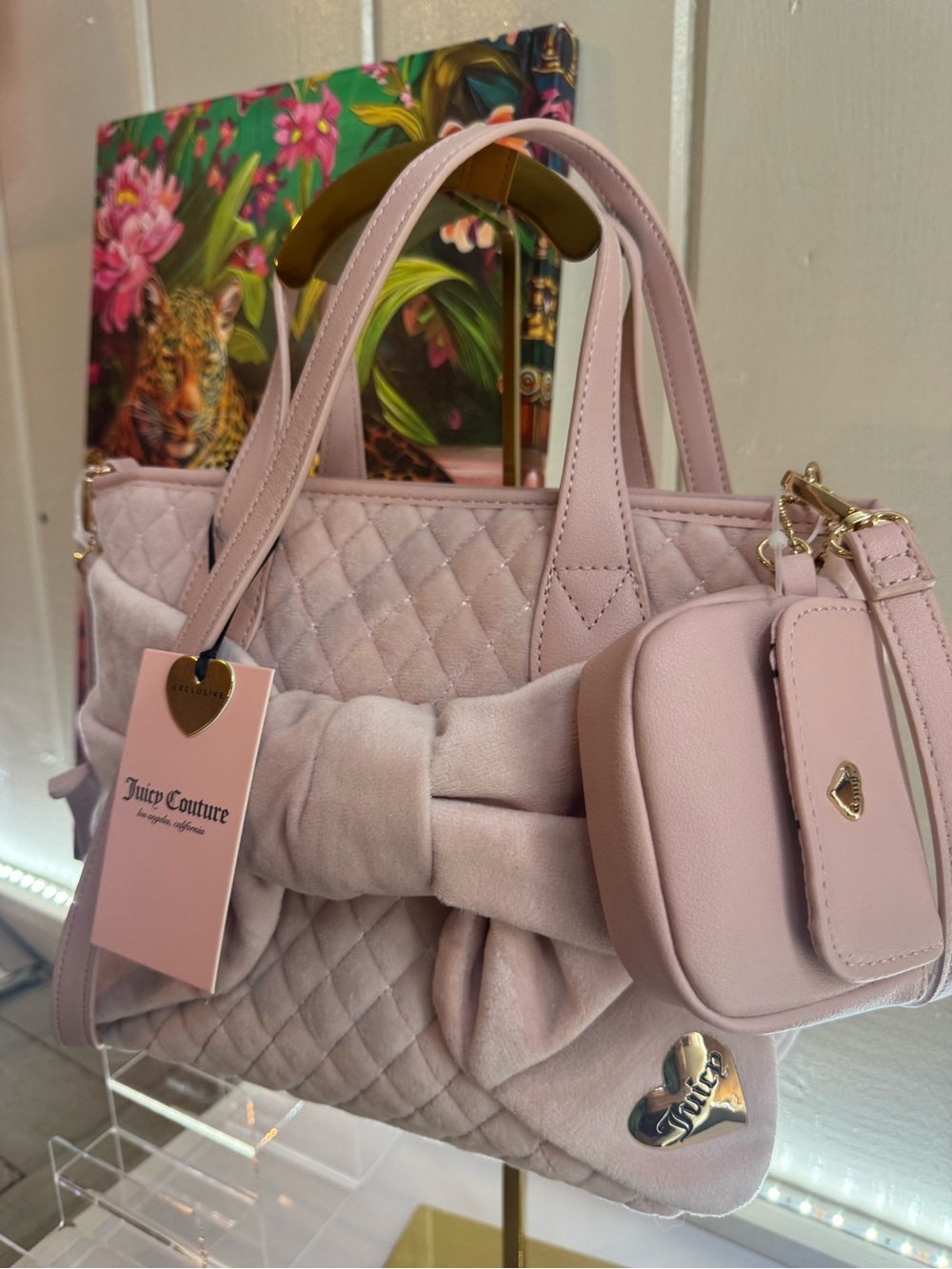 Juicy Couture Light Pink Quilted Bow Satchel Bag w/ lil wallet -Pretty in Pink 💖